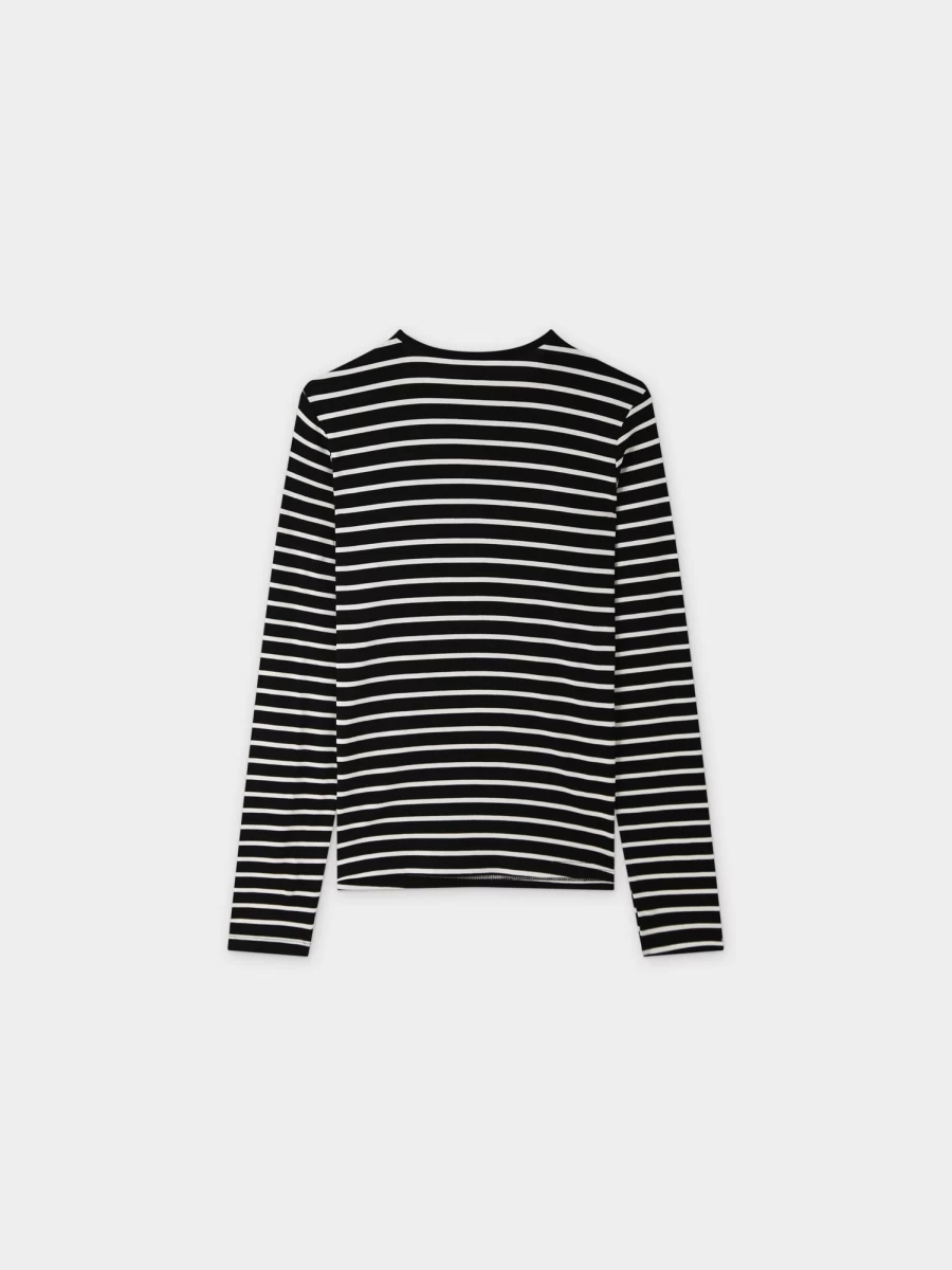 MELI Women's Butter Soft Striped Crewneck Sweatshirt - Black & White Cozy Pullover
