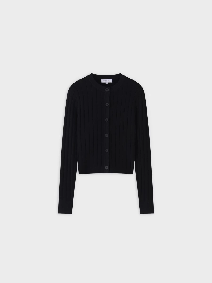 VAARA Women's Black Silk Knit Cropped Cardigan - Elegant Lightweight Summer Cover-Up