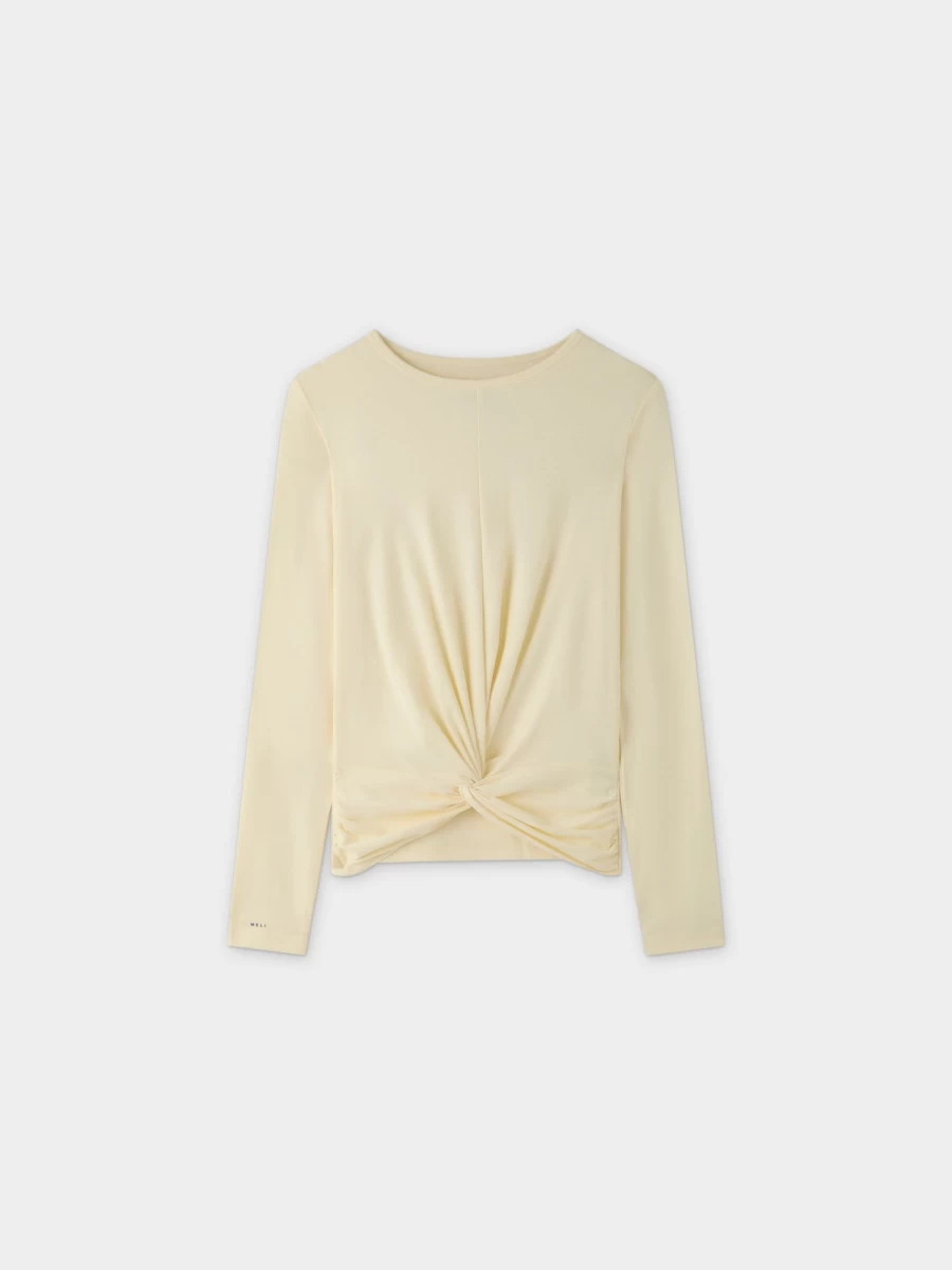 MELI Women's Knot Tee in Vanilla - Stylish Casual T-Shirt for Women