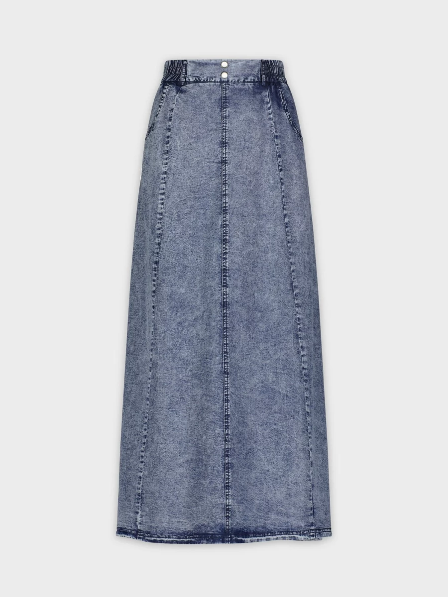 TTS Women's High-Waisted Snap Button Denim Skirt for Teens - Stylish Stretch Jeans Mini Skirt