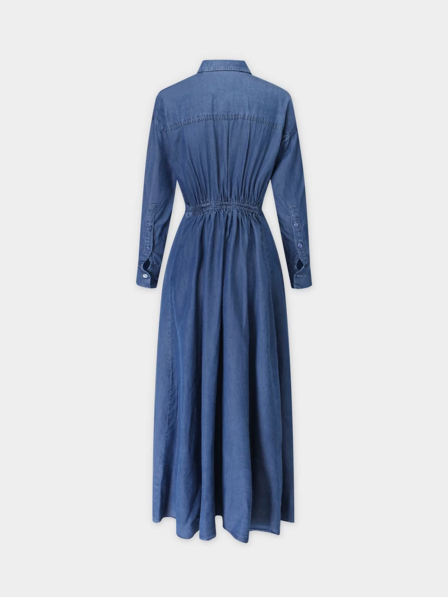 VAARA Women's Denim Shirtdress with Elastic Waist - Comfortable & Stylish Casual Dress