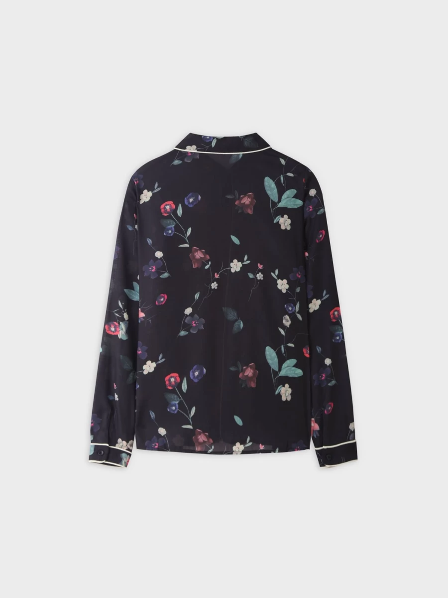 "STELLA & ROSE Women's Floral Printed Piped Blouse - Elegant Feminine Top"