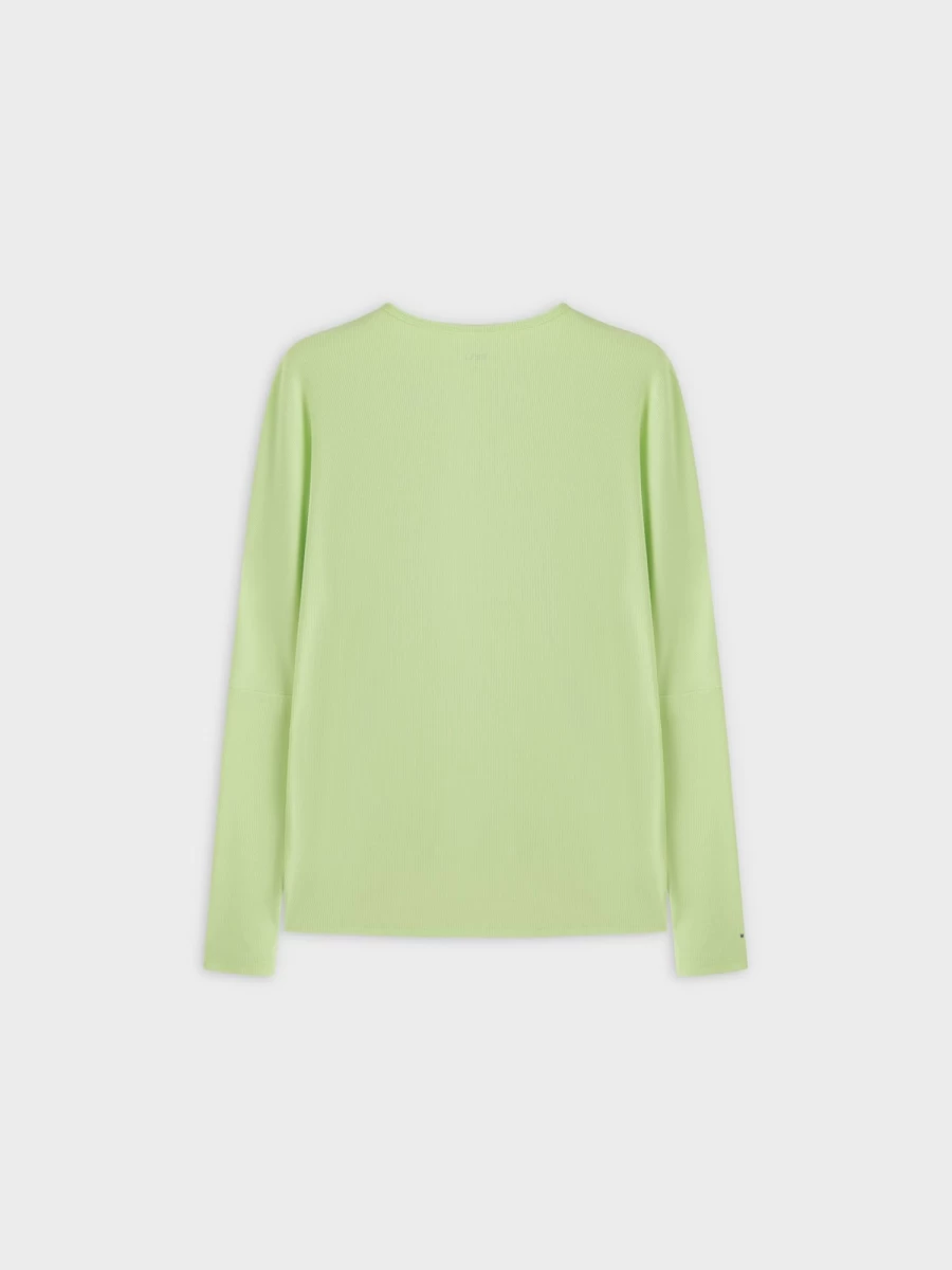 MELI Women's Neon Green Ribbed Dolman Sleeve Crew Neck T-Shirt