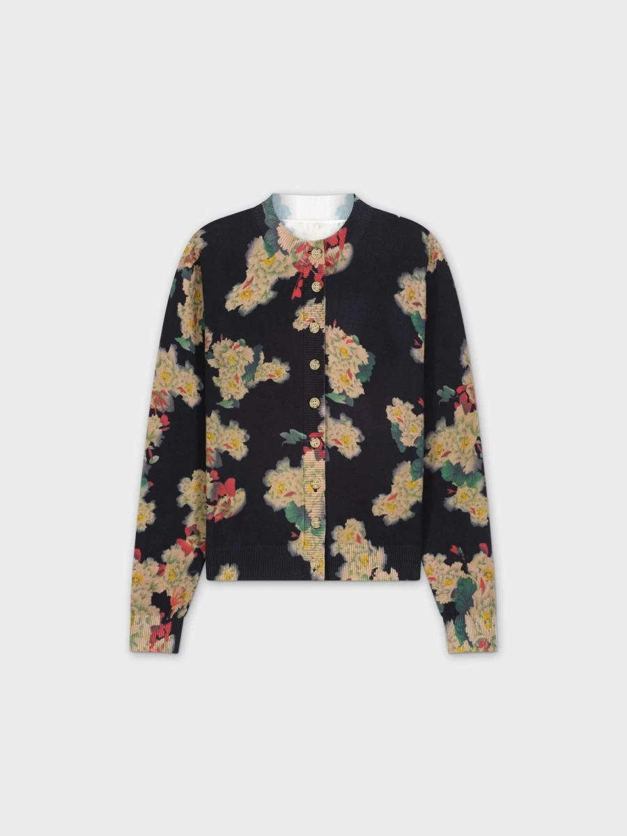 "HAILEY Women's Gold Floral Printed Long Cardigan"