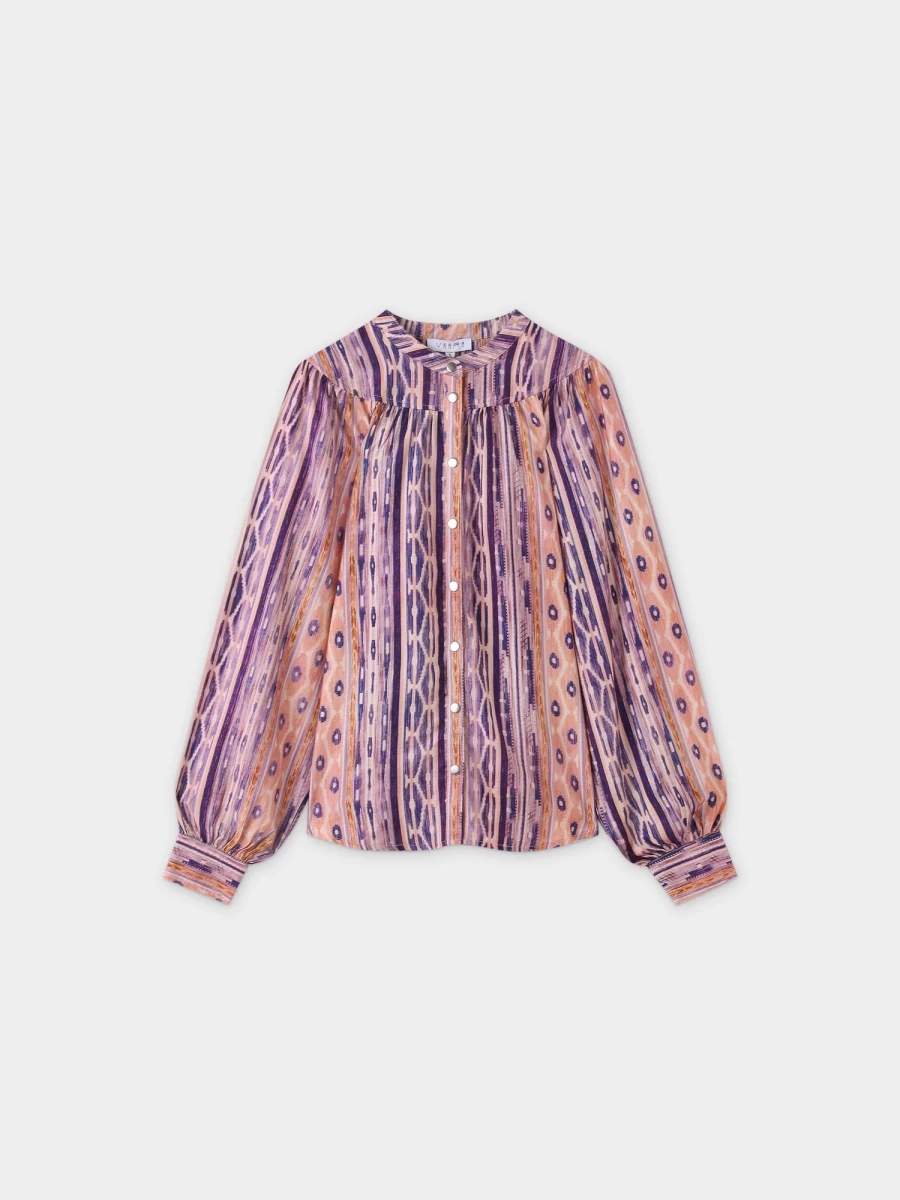 VAARA Women's Aztec Print Gathered Top Blouse - Stylish Boho Chic Shirt
