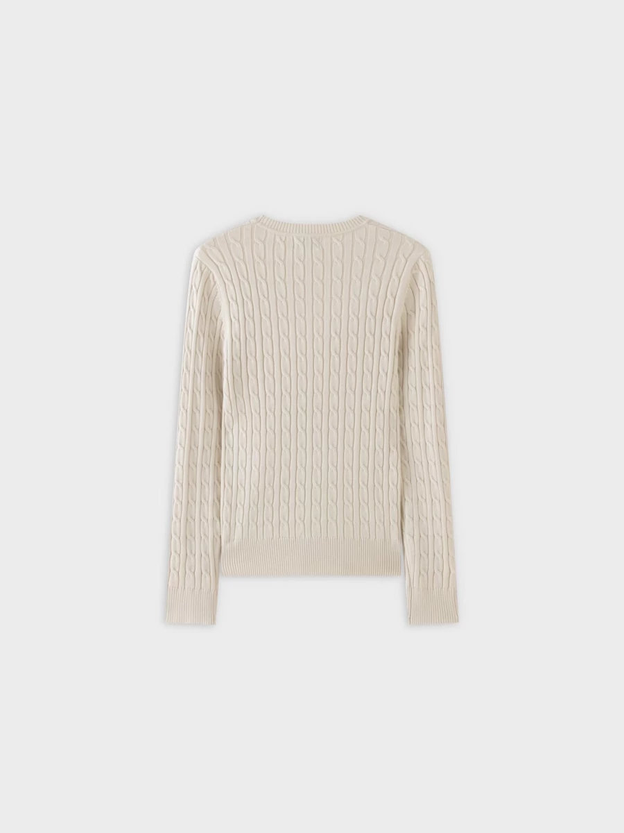 MELI Women's Cream Knit Cable Sweater - Cozy Chunky Cable Knit Pullover