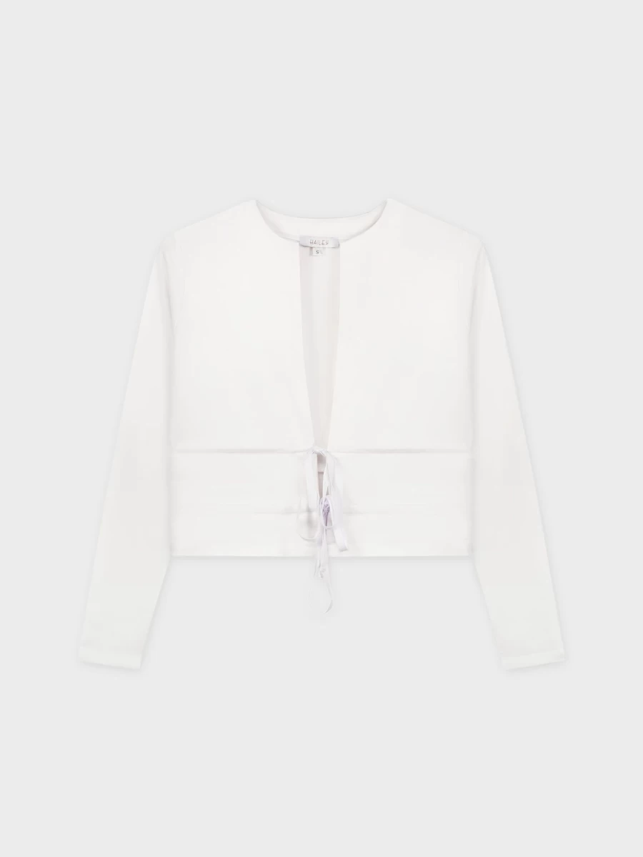 Hailey Women's White Double Tie Front Cardigan Sweater