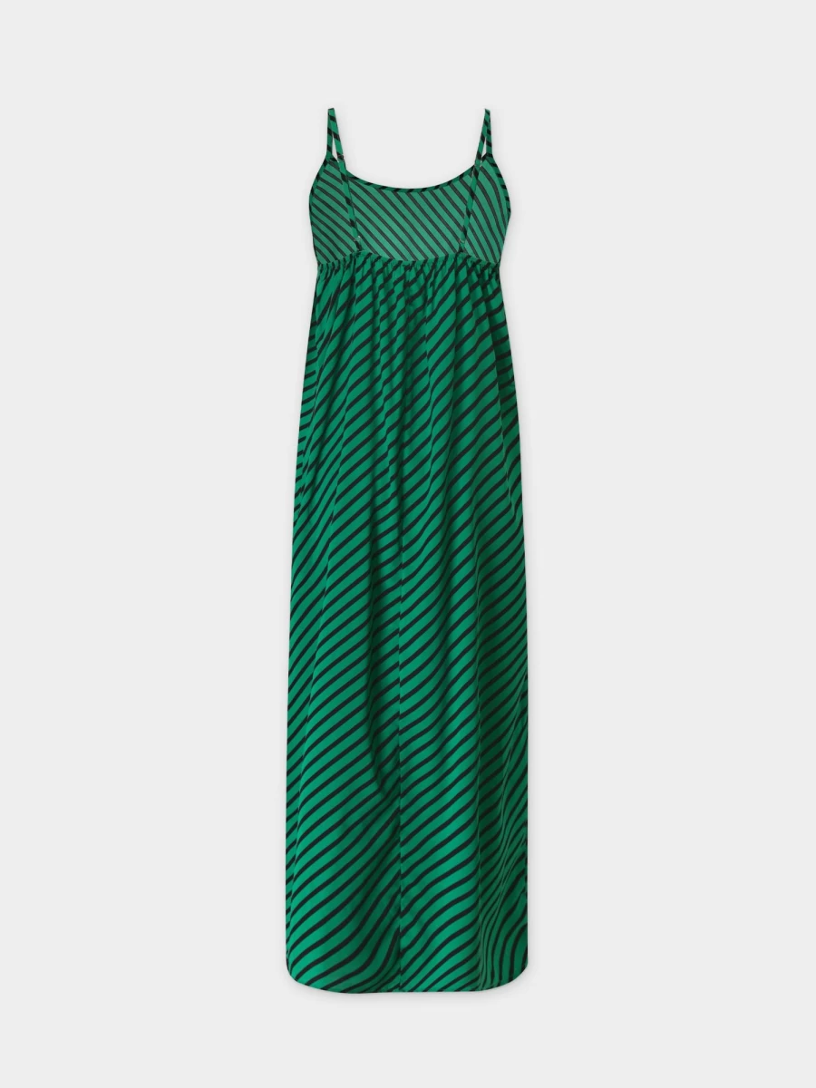 HAILEY Women's Striped Crew Neck Slip Dress - Black & Green Casual Summer Dress
