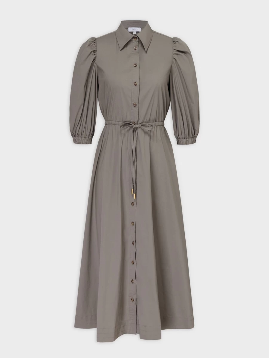 Hailey Women's Olive Polo Puff Sleeve Dress - Casual Chic Style