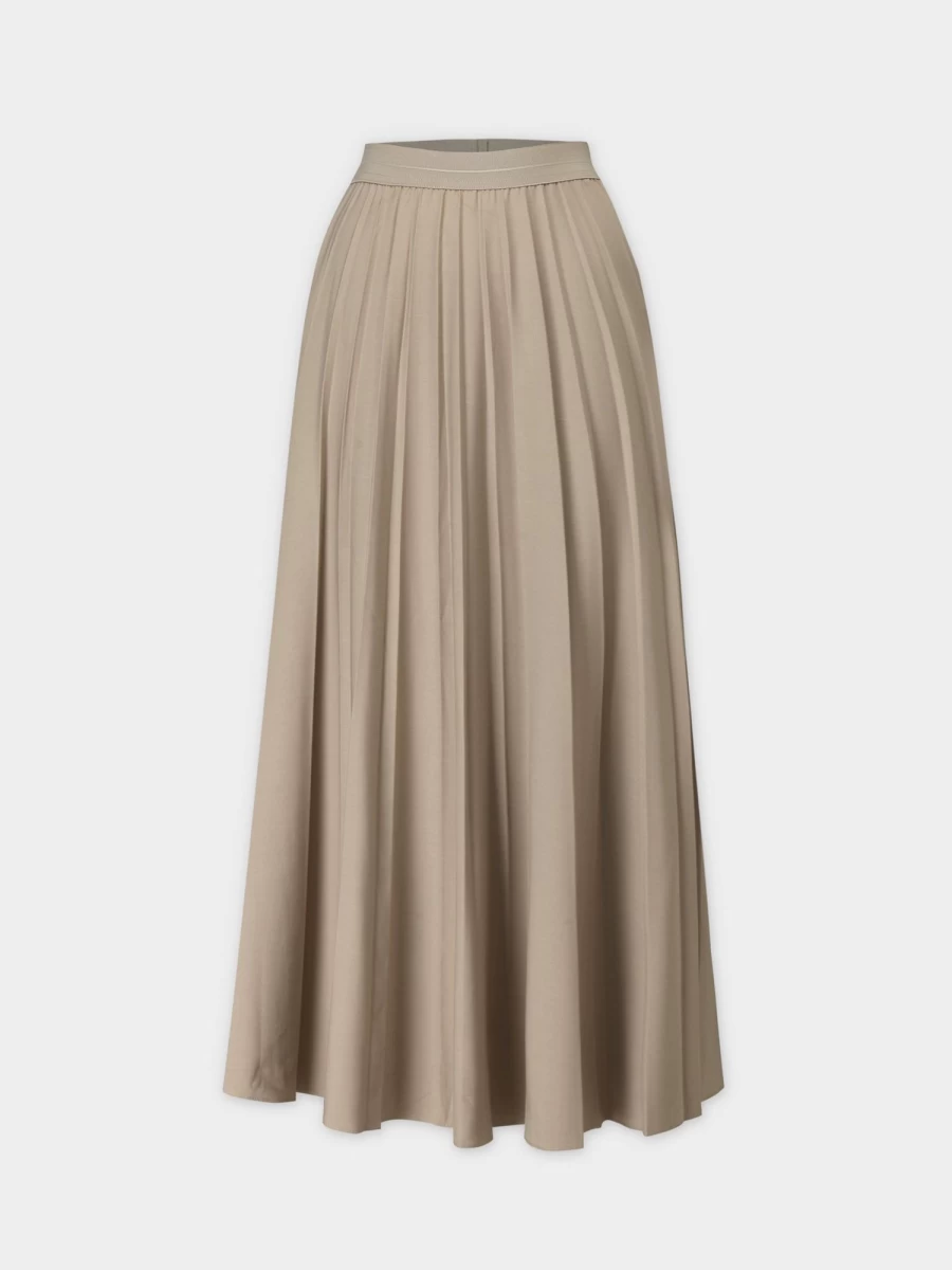 MELI Women's Medium Tan Pleated Skirt 37" Long High Waist A-Line Style