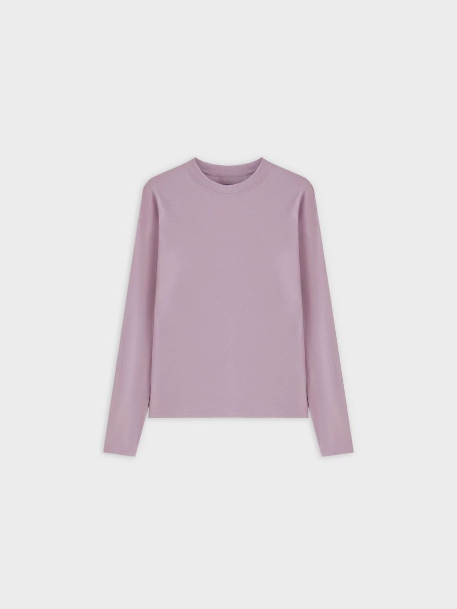 MELI Women's Classic Long Sleeve T-Shirt in Soft Lavender - Comfortable Casual Top