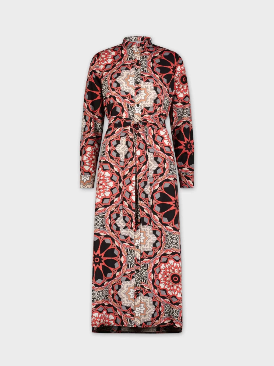 Pose Women's Long Shirtdress with Geometric Floral Print - Stylish Casual Wear