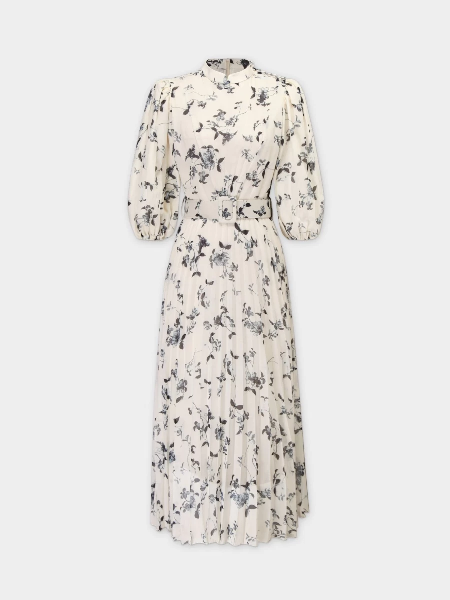 STELLA & ROSE Women's Floral Printed Pleated Top Dress - Elegant Summer Casual Wear