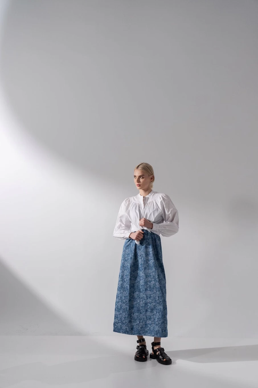 VAARA Women's White Gathered Top Blouse - Elegant Feminine Style