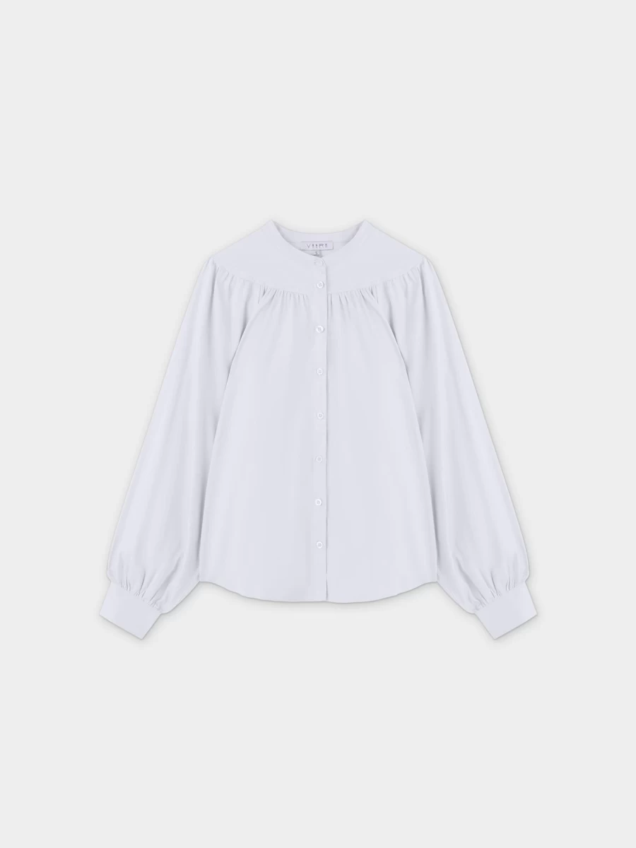 VAARA Women's White Gathered Top Blouse - Elegant Feminine Style
