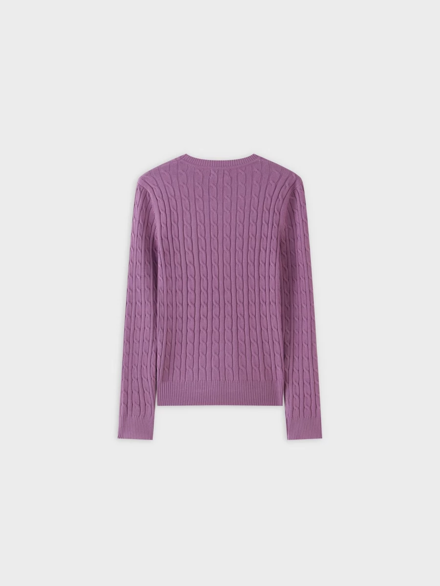 MELI Women's Lilac Knit Cable Sweater - Cozy Cable Knit Pullover
