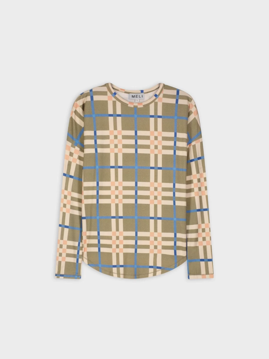 MELI Women's Plaid Printed Swing T-Shirt - Stylish Casual Top