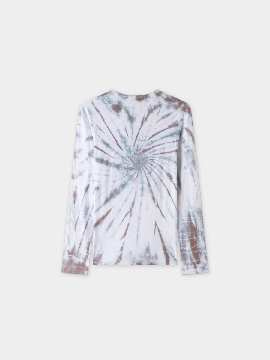 MELI Women's Tie Dye Swirl Graphic Tee - Grey & White Marbled Pattern Casual T-Shirt