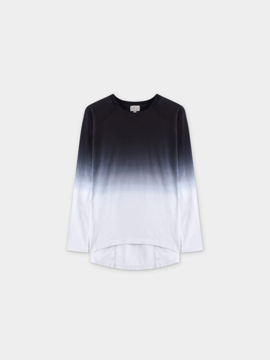 MELI Women's Black Ombre Pleated Back T-Shirt - Stylish Casual Tee