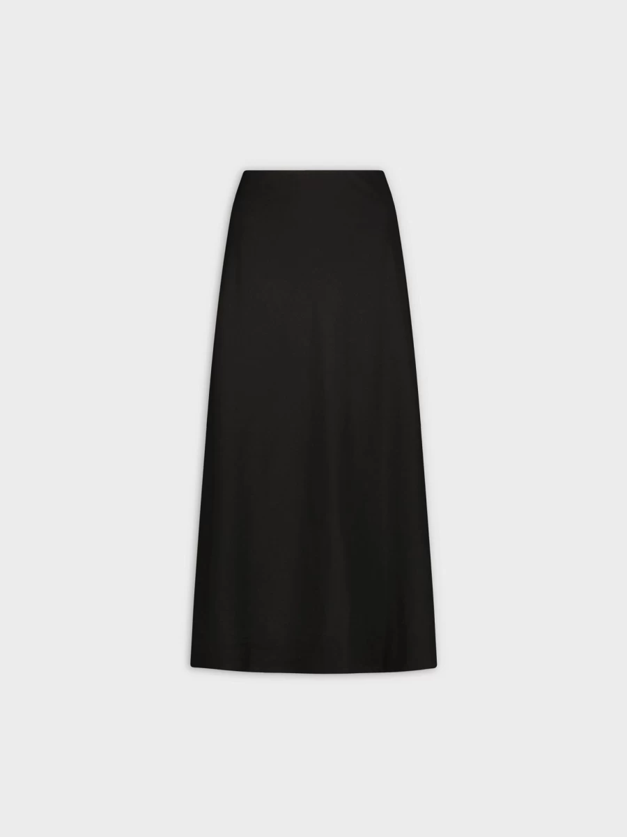 Hailey Women's Black Leather Trim Skirt - 25" Length Midi Skirt for Women