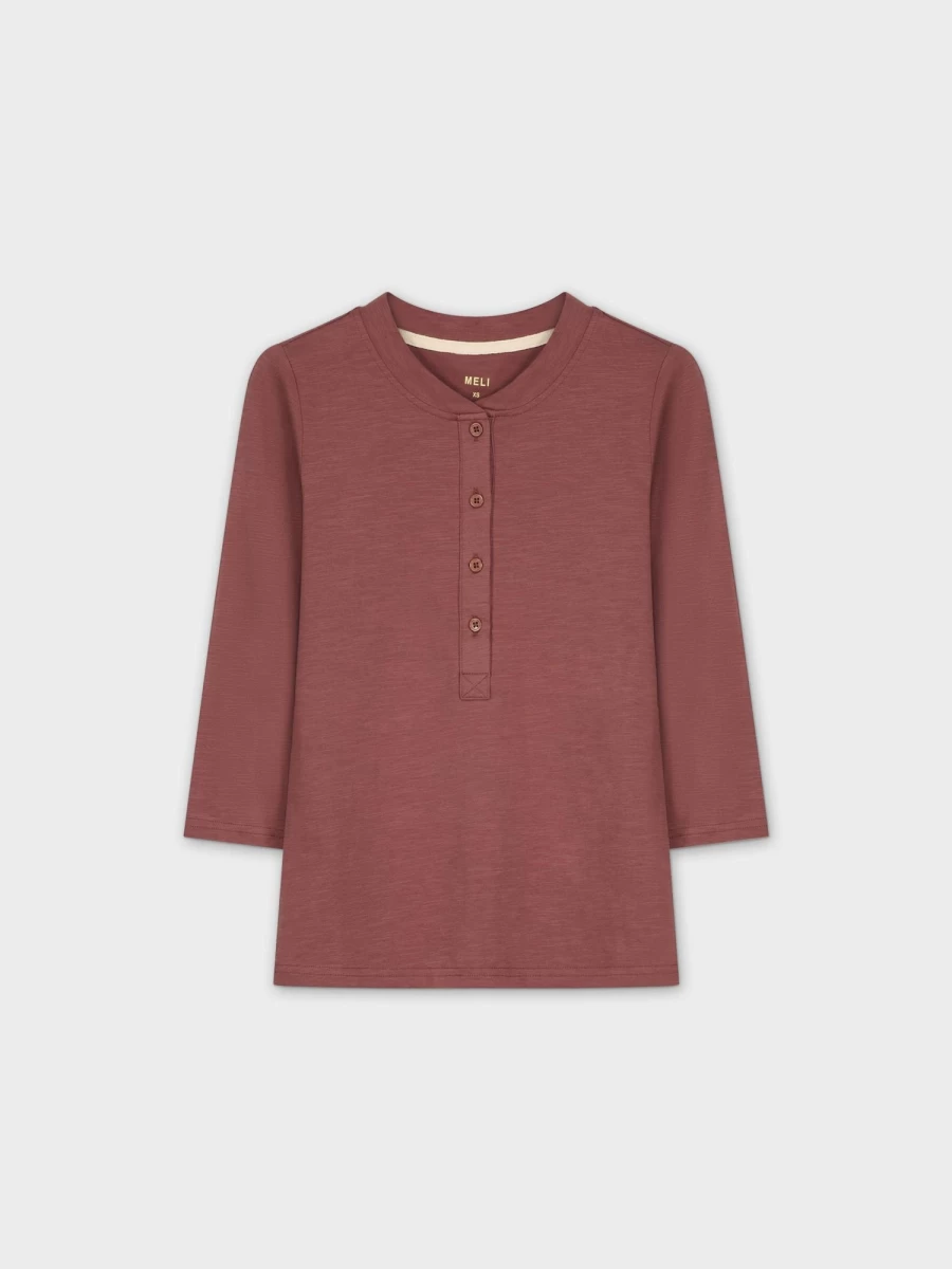 MELI Women's Rose 4 Button Henley T-Shirt Casual Short Sleeve Top