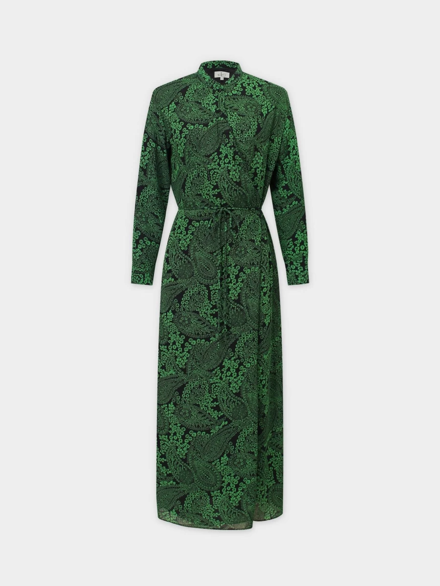 SOLEI Women's Green Floral Satin Wrap Dress - Elegant Midi Length & Comfort Fit