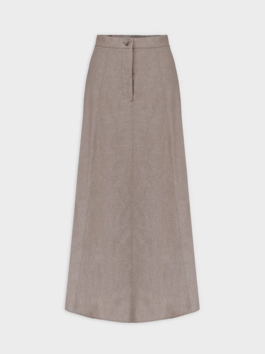 Hailey Women's A-Line Tweed Skirt in Tan - Seamed Mid-Length Classic Fit