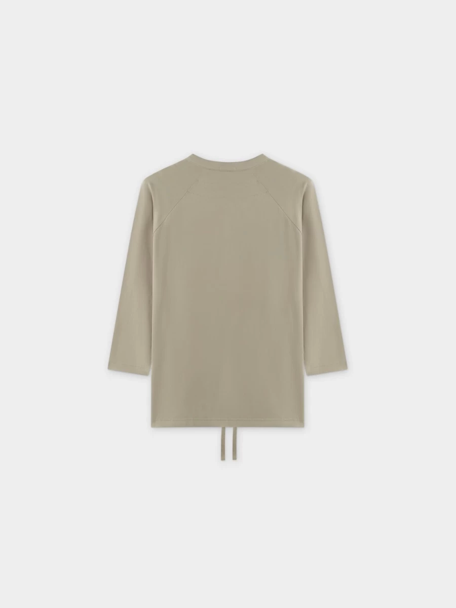 MELI Women's Sage Green Henley Neck Drawstring T-Shirt Casual Comfort Tee