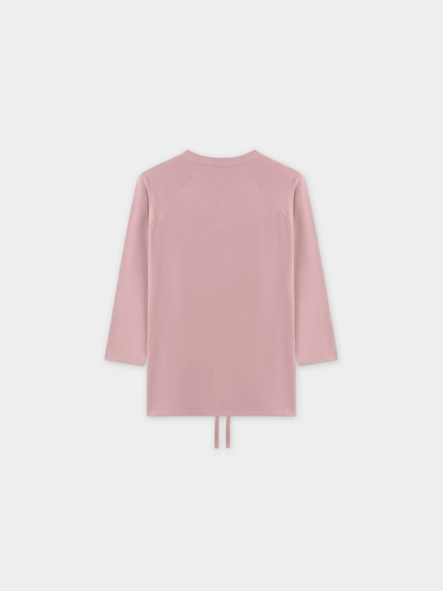 MELI Women's Pink Henley Neck Drawstring T-Shirt Casual Tee Top