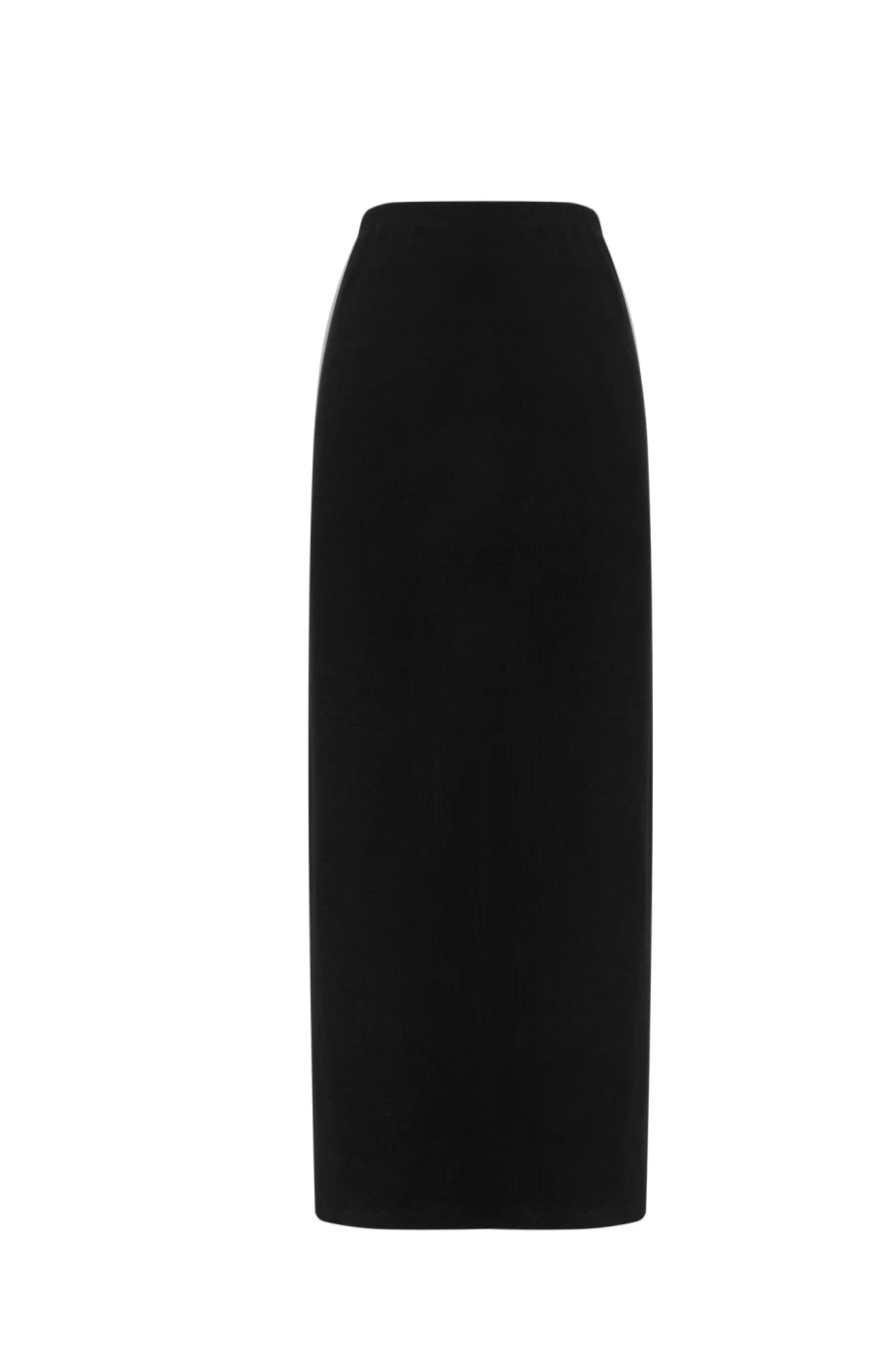 MELI Women's Ribbed Knit Maxi Skirt in Black - Stretchy High Waist Long Skirt for Women