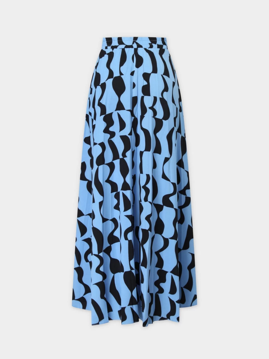 Pose Women's Black Wave Pleated Midi Skirt with Covered Band - 37" Length