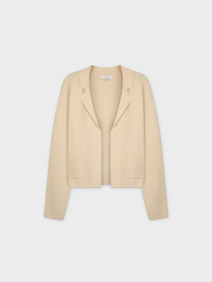 "HAILEY Women's Ivory Knit Blazer - Elegant Casual Jacket for Women"