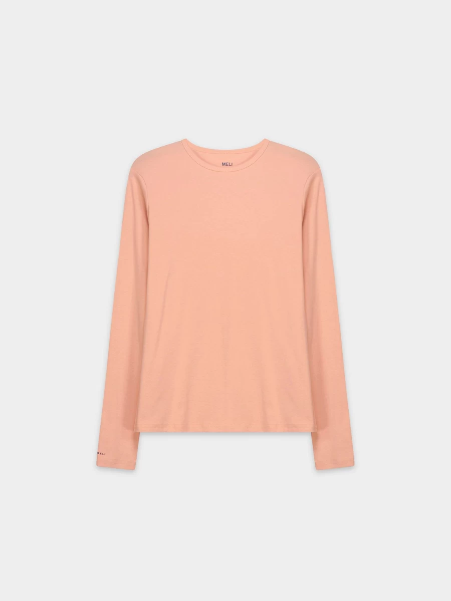 MELI Women's Classic Long Sleeve Peach T-Shirt - Soft Cotton Casual Tee