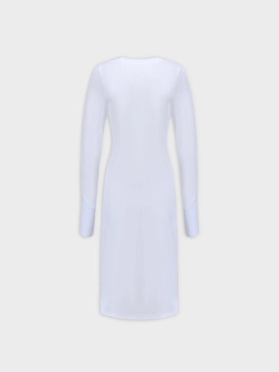 MELI Women's Crew Neck Pocket T-Shirt Dress - White, 41 Inch Casual Comfort Fit Tee Dress