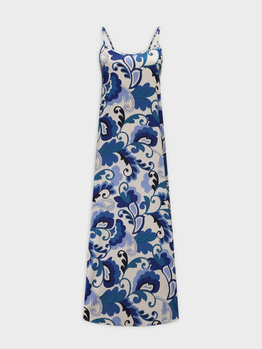 HAILEY Women's Paisley Oceania Crew Neck Slip Dress - Floral Print Summer Dress