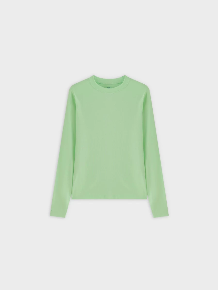 MELI Women's Classic Long Sleeve T-Shirt in Neon Green - Comfort Fit Casual Top