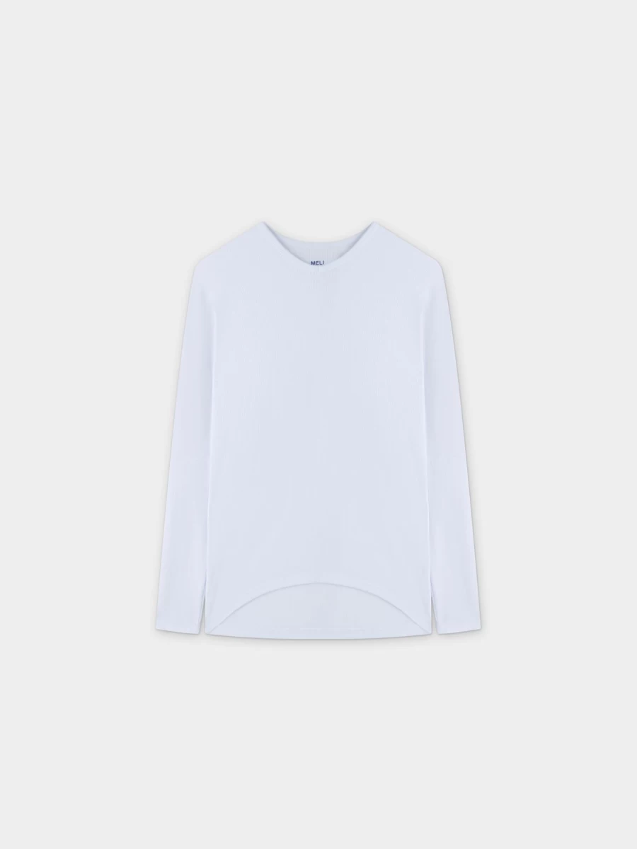 MELI Women's Ribbed Dolman V-Neck T-Shirt in White - Comfortable Casual Tee