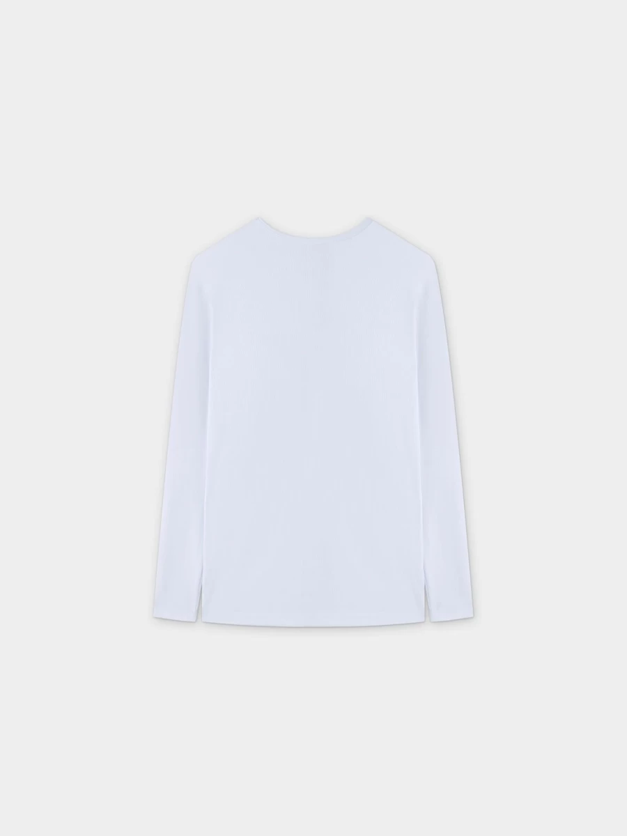 MELI Women's Ribbed Dolman V-Neck T-Shirt in White - Comfortable Casual Tee