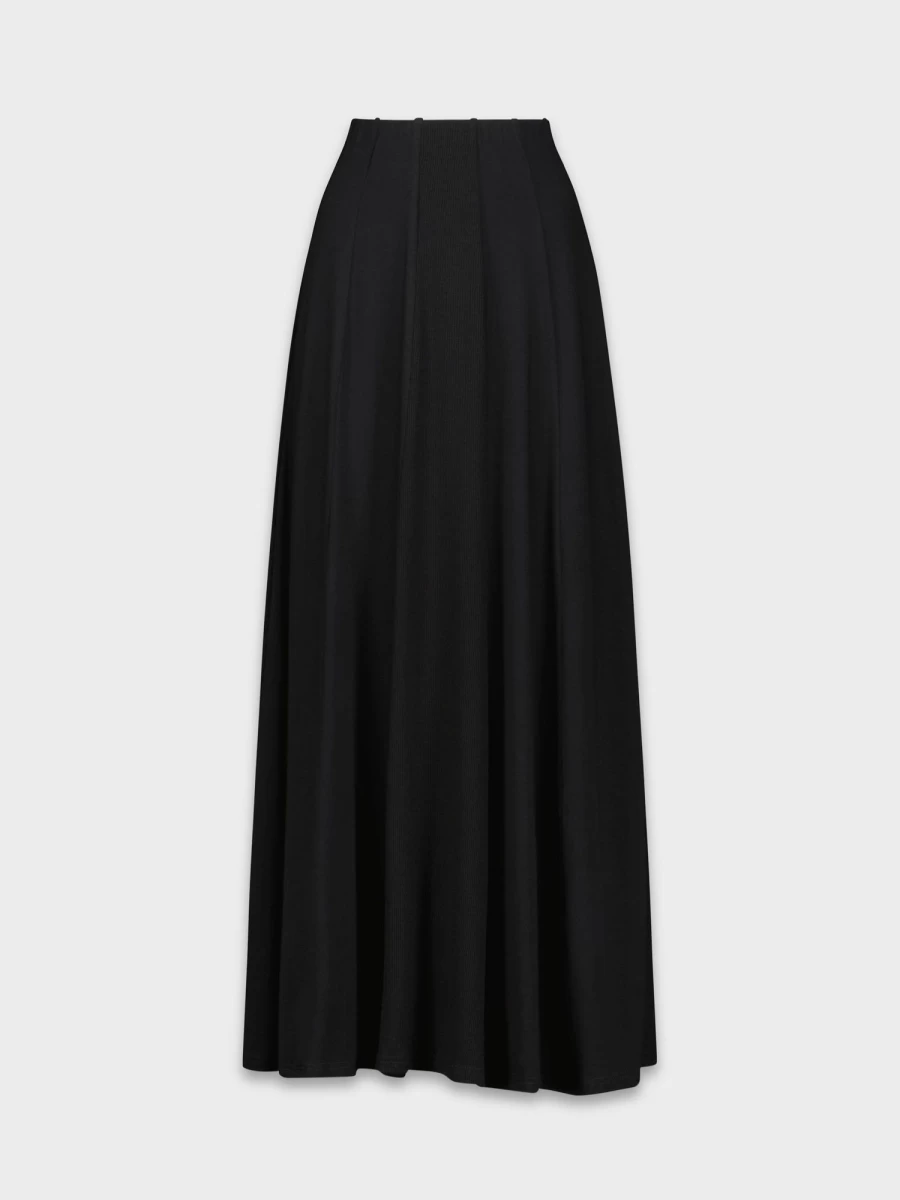 MELI Women's Black Ribbed Paneled Skirt - 33" Length Stylish High Waist Bodycon Pencil Skirt