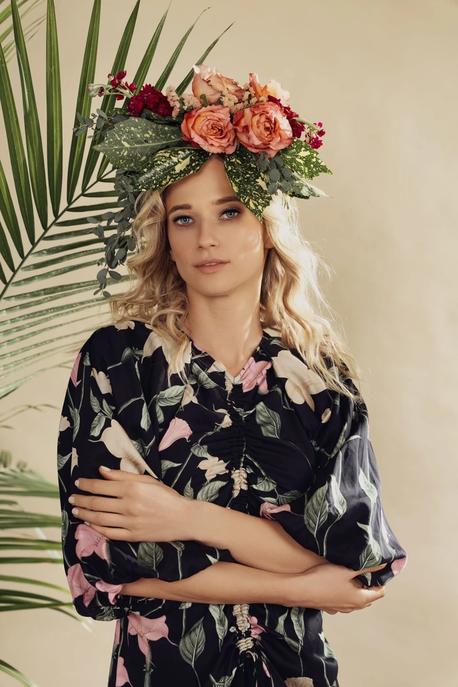 STELLA & ROSE Women's Floral Front Shirred Dress - Elegant Summer Boho Style
