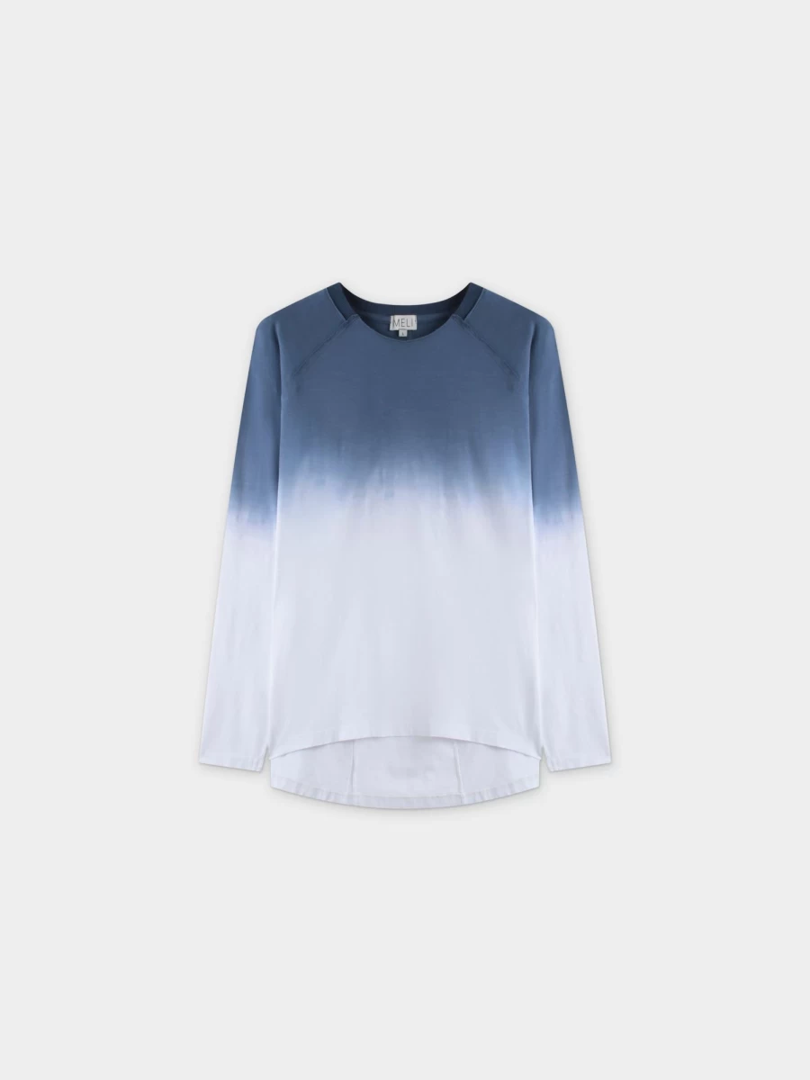 MELI Women's Blue Ombre Pleated Back T-Shirt - Casual Fashion Tee