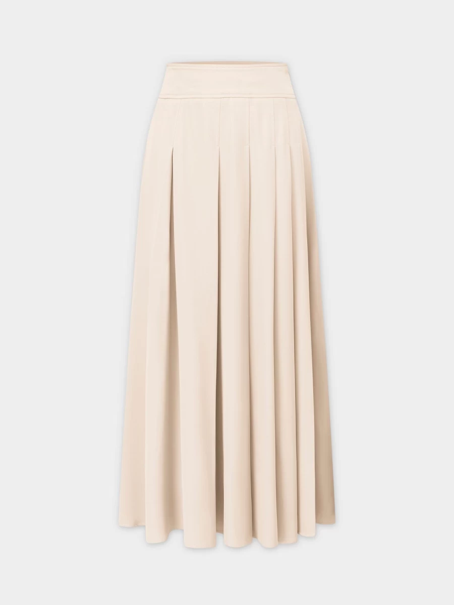 Pose Women's Ivory Yolk Pleated Skirt - 37 Inch Waist Elegant A-Line Midi Length