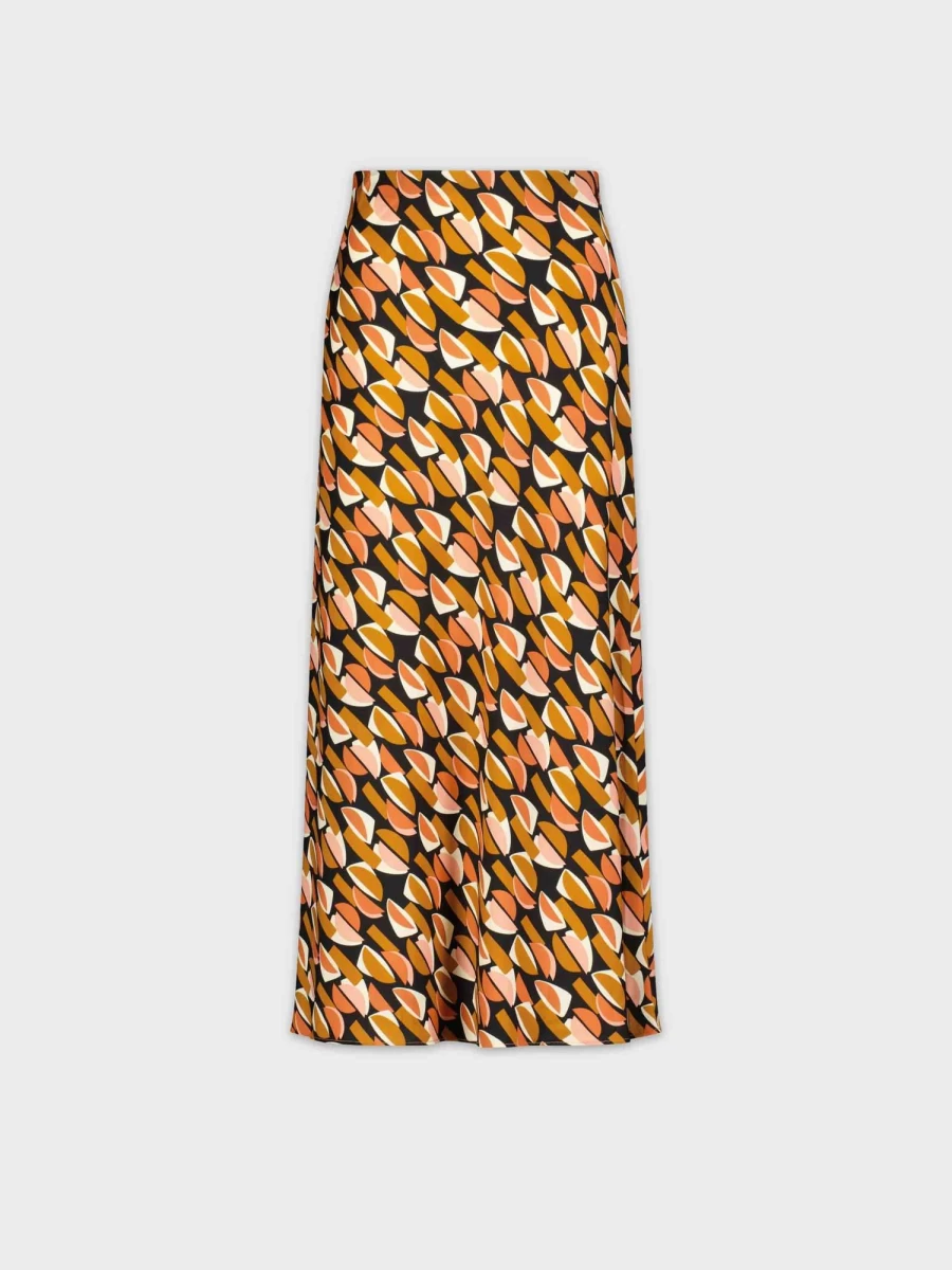 "HAILEY Women's Satin Slip Skirt with Geometric Print - Elegant & Stylish"