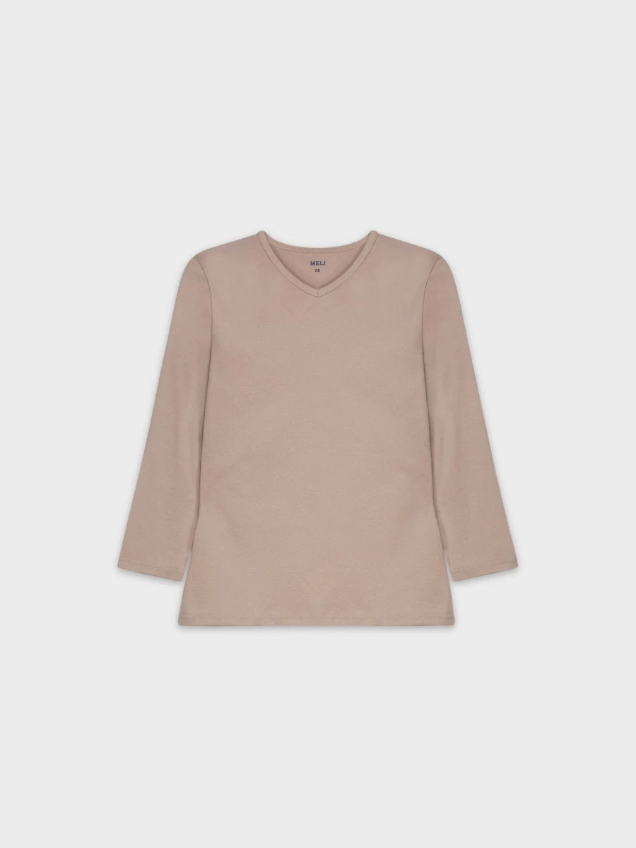 MELI Women's Basic V-Neck T-Shirt in Dusty Mauve - Soft High Quality Tee