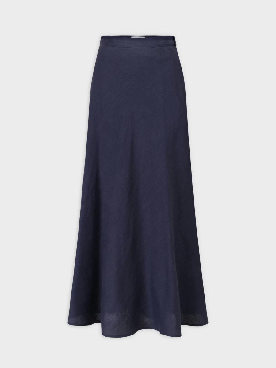 "Hailey Women's Navy Linen Blend A-Line Skirt – Lightweight Summer Style"