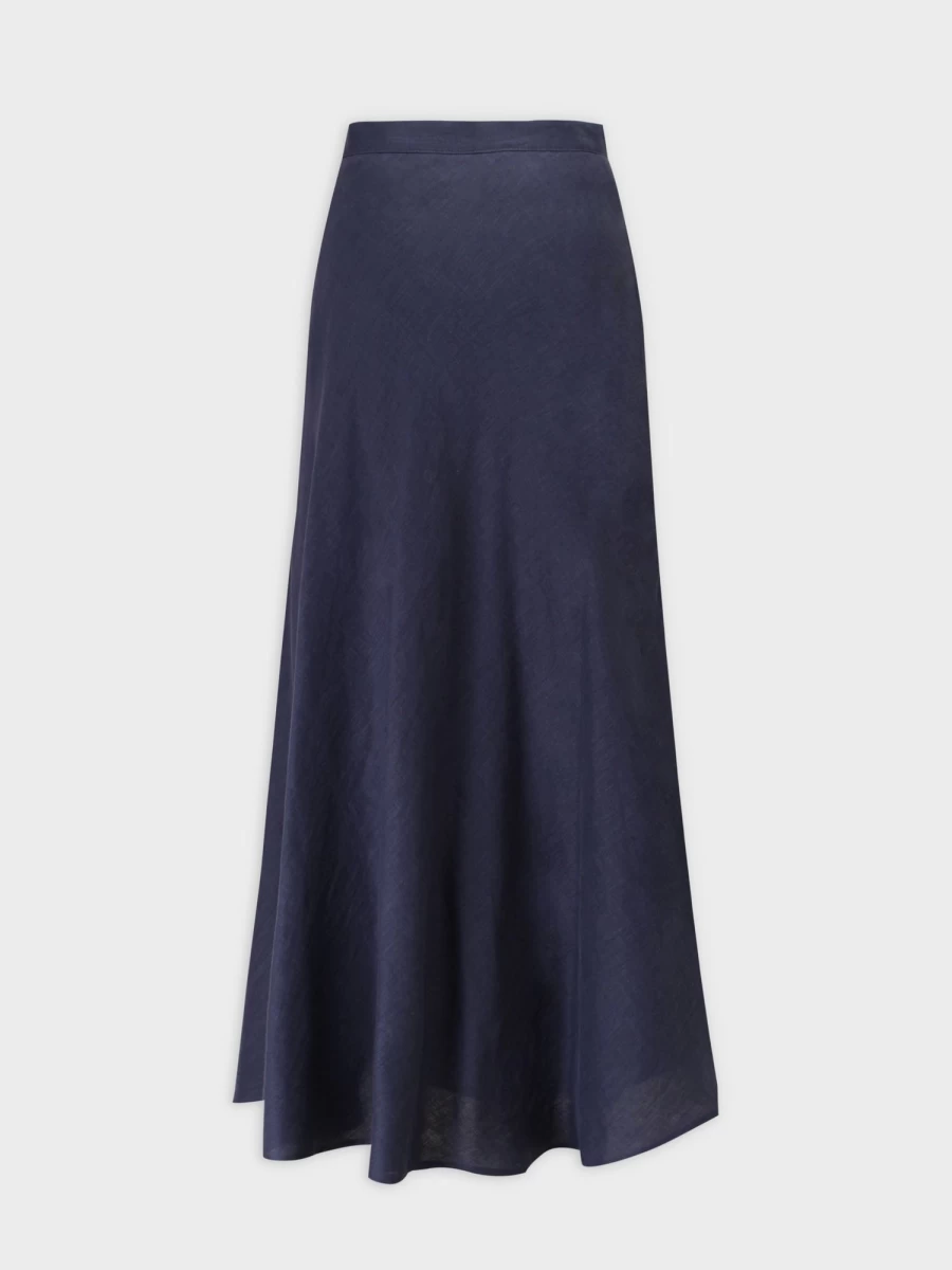 "Hailey Women's Navy Linen Blend A-Line Skirt – Lightweight Summer Style"