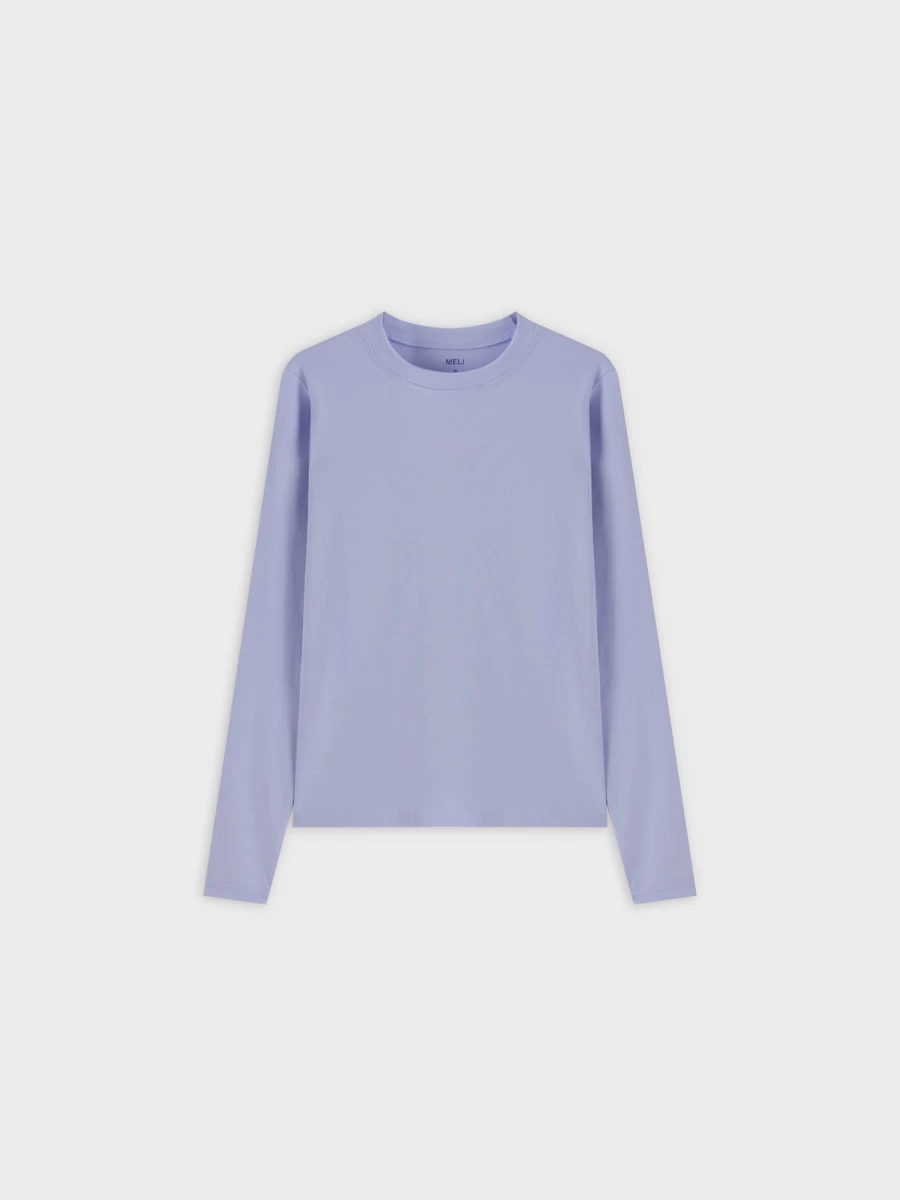 MELI Women's Classic Long Sleeve T-Shirt in Dusty Blue - Soft Casual Tee