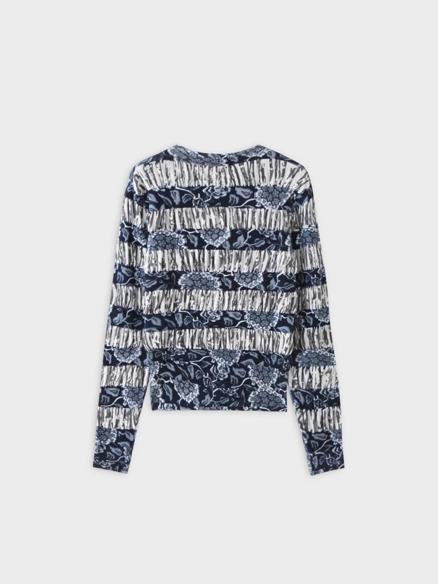 Pose Women's Ruched Black Floral Sweater - Elegant Knit Top for Stylish Outfits