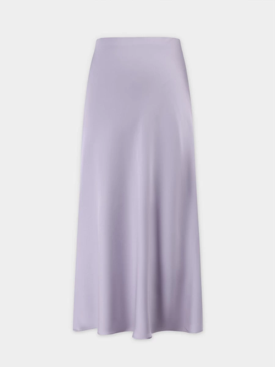 HAILEY Women's Lilac Satin Slip Skirt - Elegant Midi Length Lounge & Nightwear