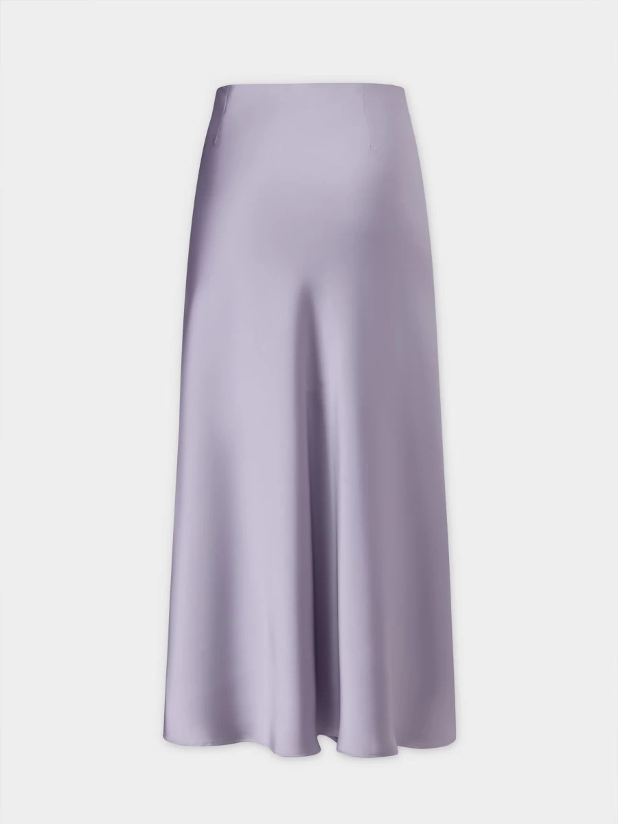 HAILEY Women's Lilac Satin Slip Skirt - Elegant Midi Length Lounge & Nightwear